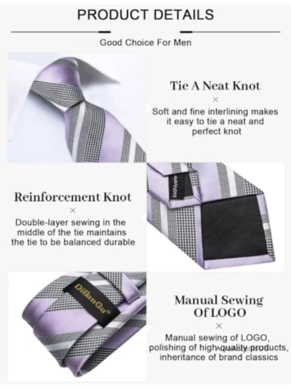 Silk Blend Tie & Pocket Square Set with Gift Box - Navy Stripe for Wedding